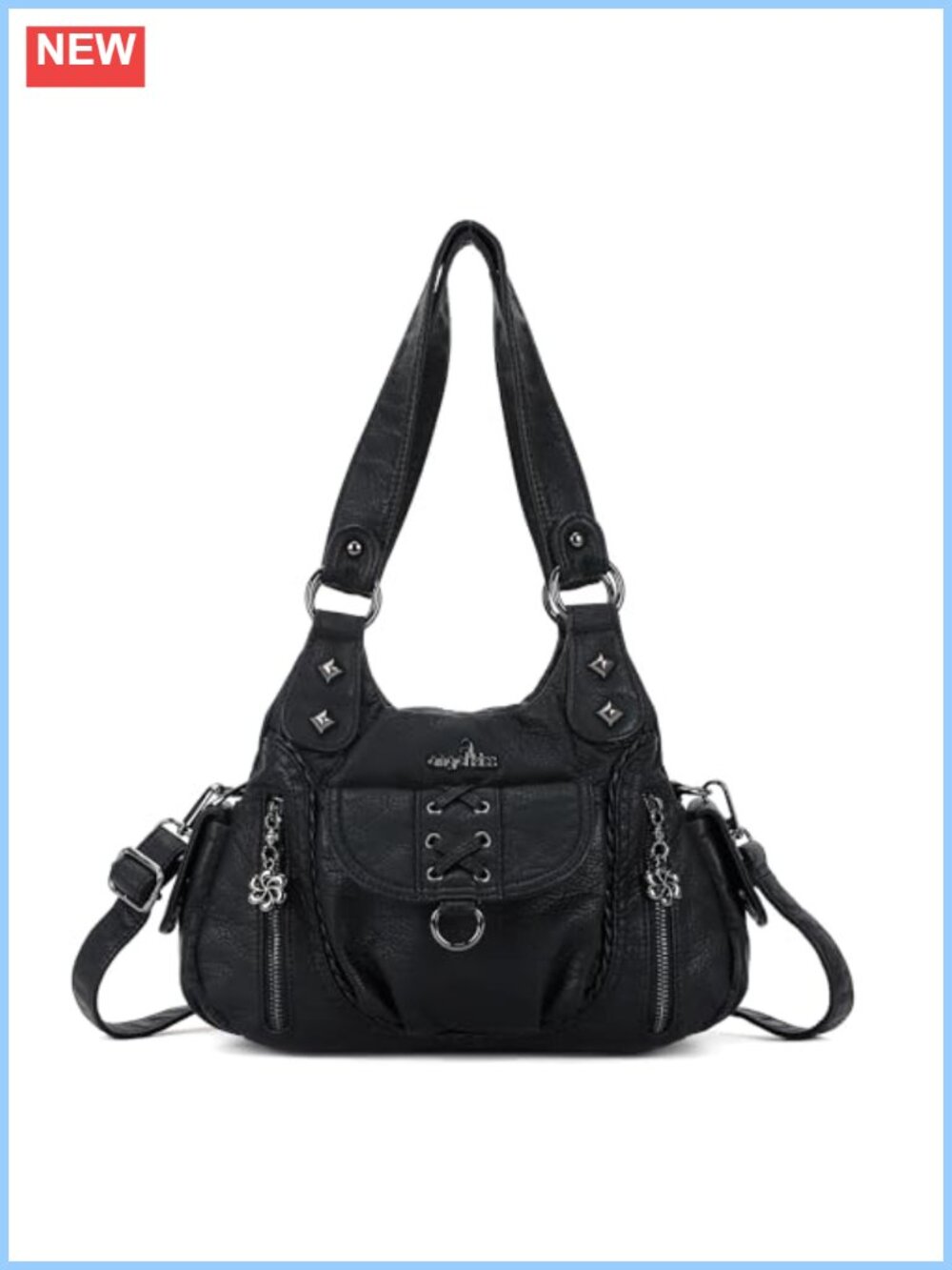 Vegan Leather Hobo Shoulder Bag Crossbody Multi-Pocket